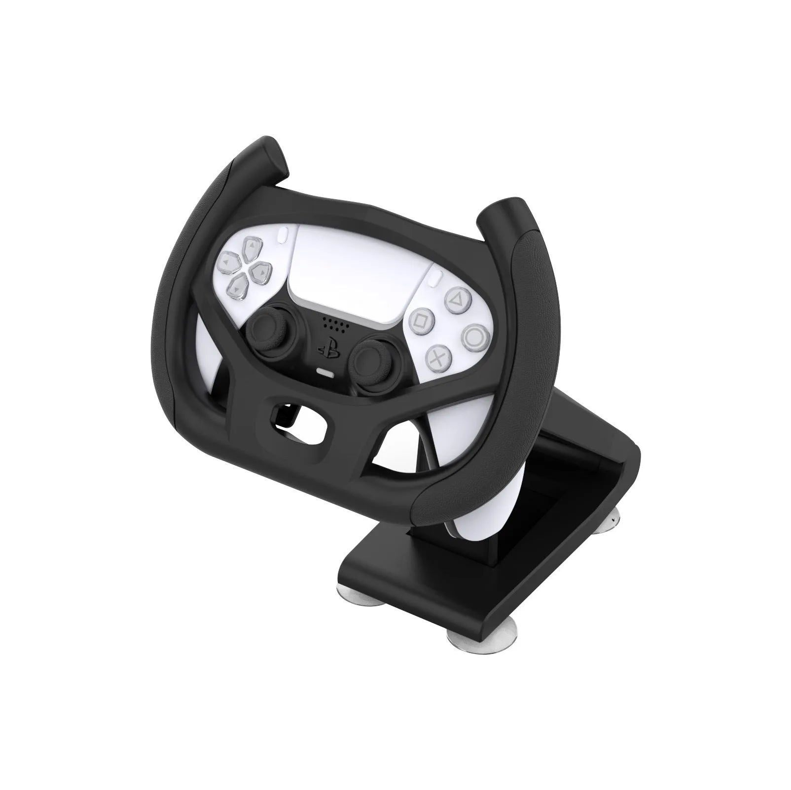 Black ABS plastic steering wheel bracket with suction cup for attaching to smartphone screens