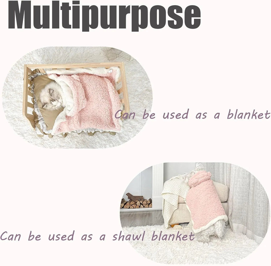 Teddy bear pet cape blanket with hood made of polar fleece in brown, on white background