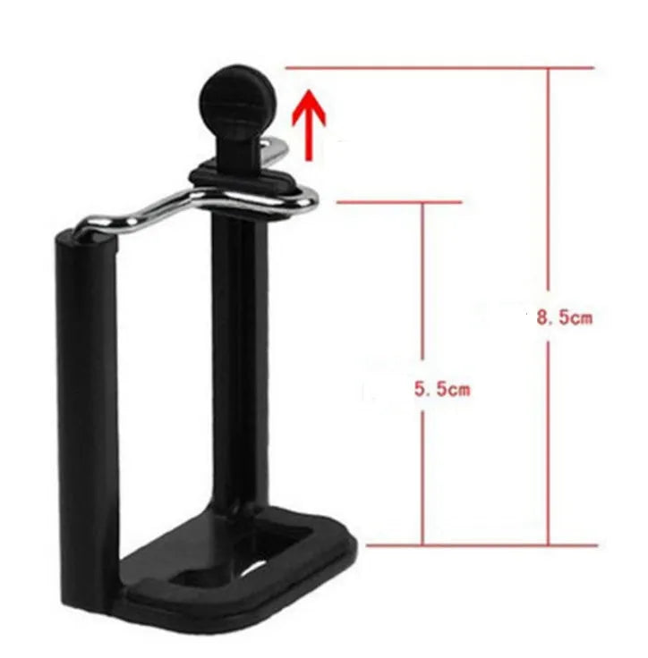 Mini flexible aluminium tripod with ball head and separate phone clip on desktop