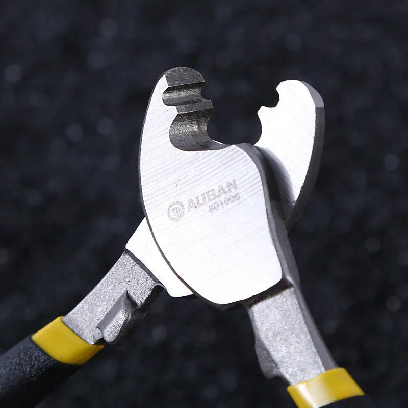 High carbon steel diagonal cable cutter with black PPR handle, 8 inch size shown