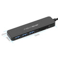 Black USB hub card reader with cable, 5Gbps, for USB 2.0/3.0