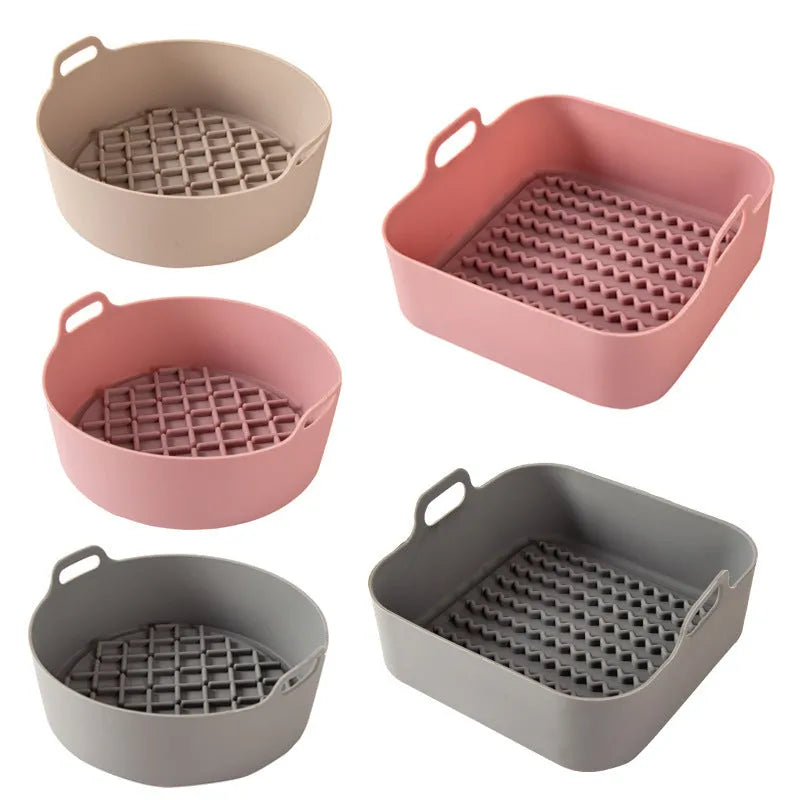 Reusable round silicone liner for air fryer 19cm nonstick BPA free dishwasher safe grey