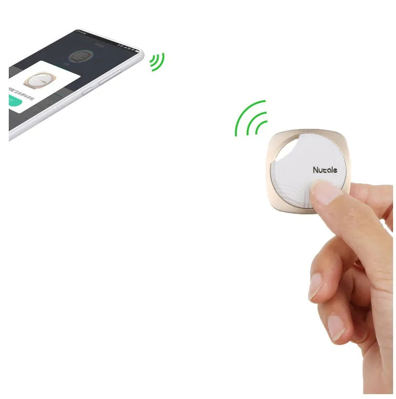 Compact Bluetooth tracker key finder with aluminium alloy shell and button, shown in black