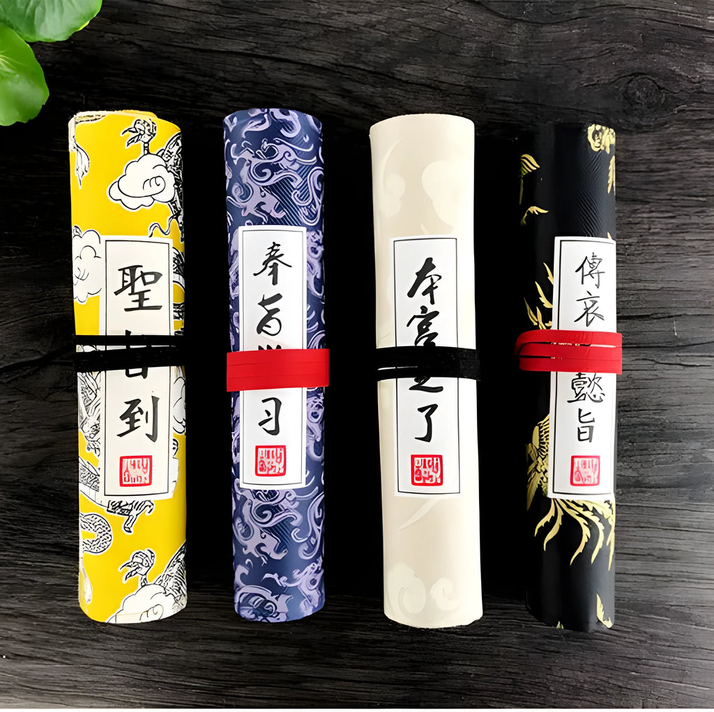 Oxford cloth pencil case in court style, plain fabric, available in four colours, 28.5cm by 20cm