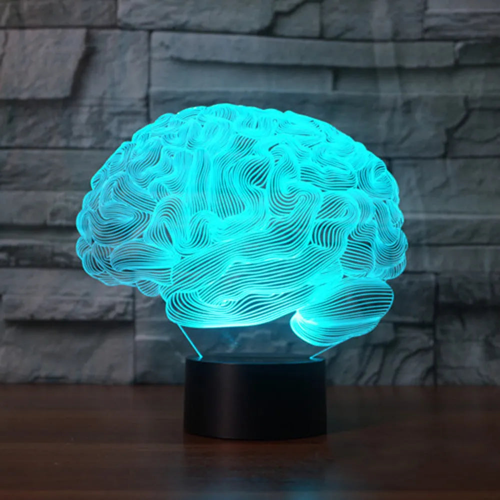 3D acrylic illusion desk lamp with colourful LED lights on a black ABS base, showing remote control.