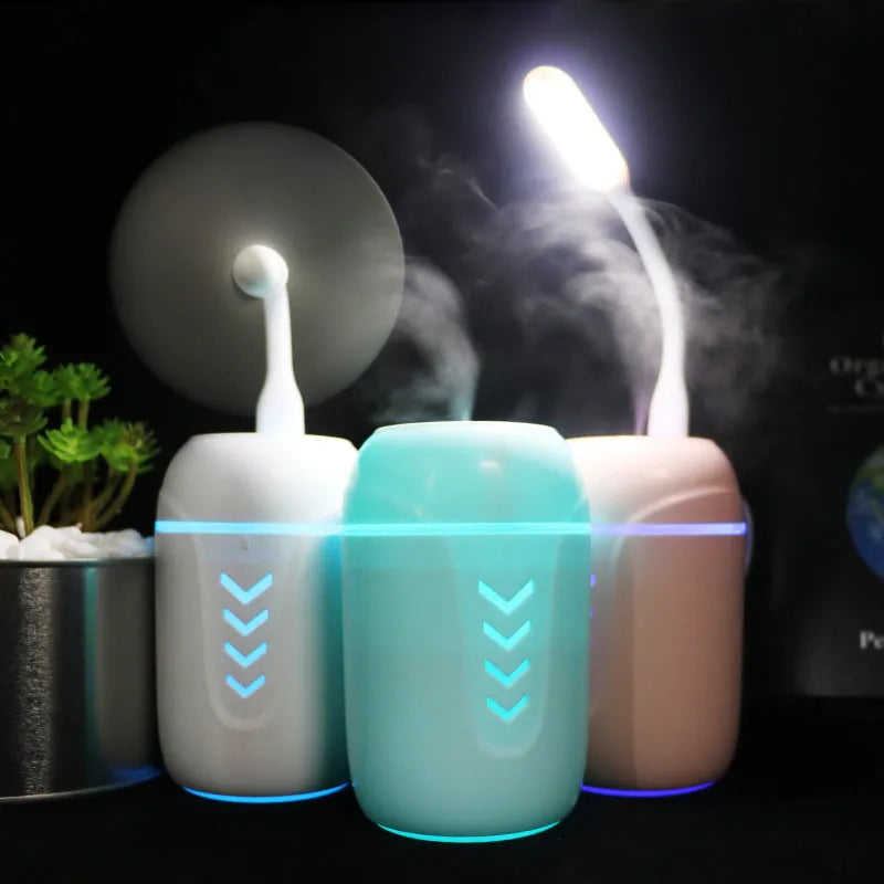 X3 portable car humidifier in blue colour with columnar shape and 200ml tank capacity