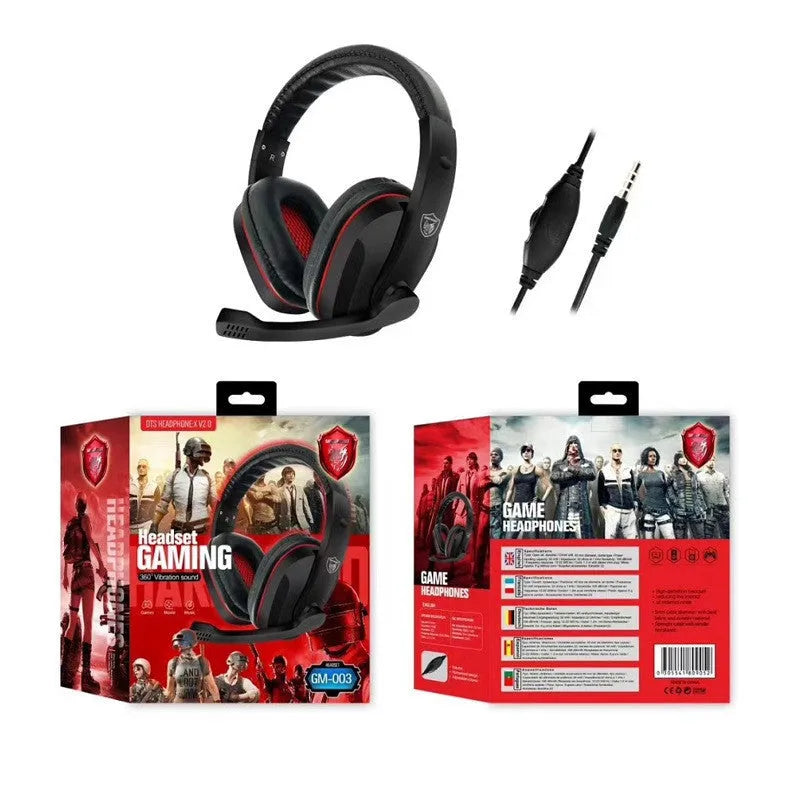 Black wired gaming headset with 40mm speakers and 1.2m cable with 6.3mm plug