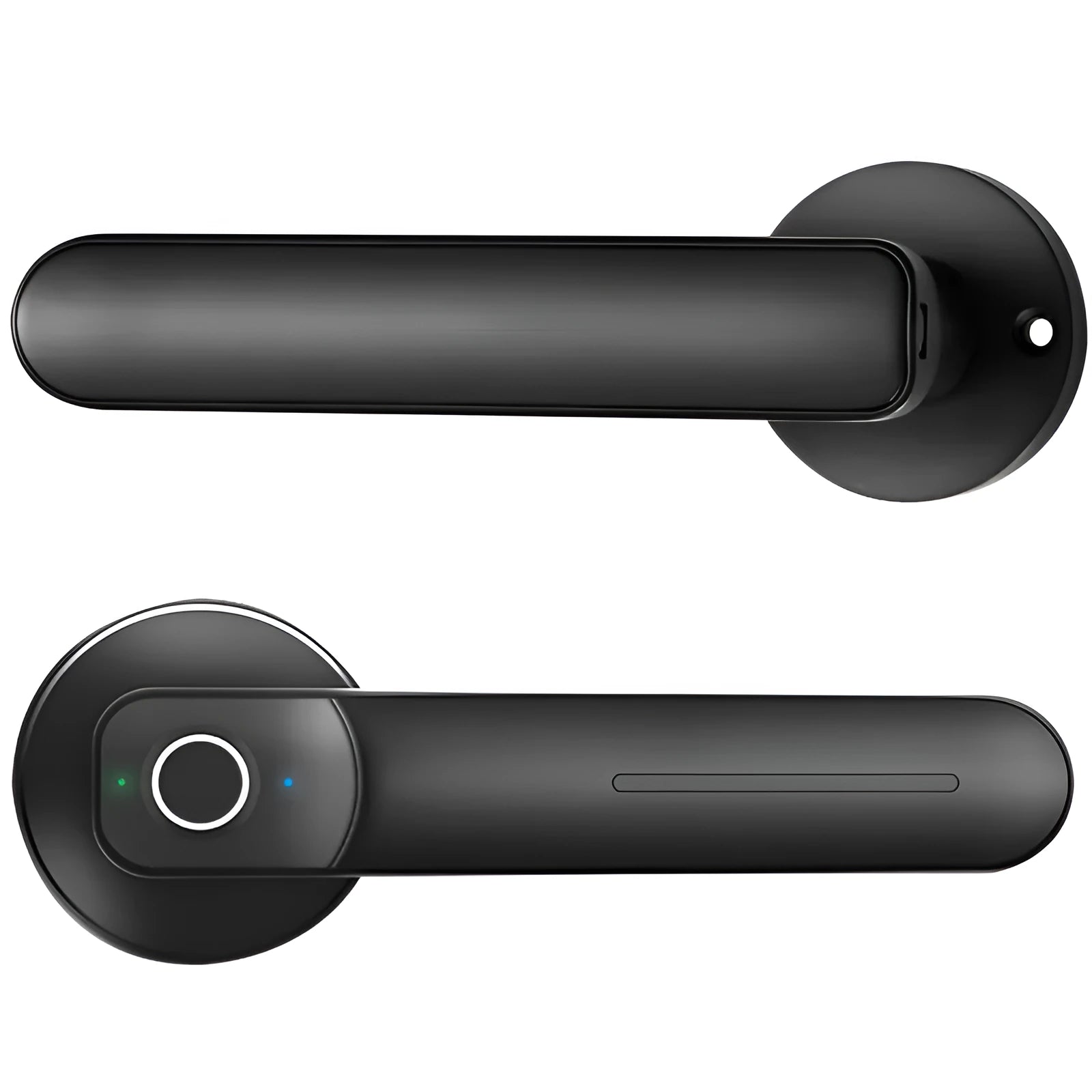 Black M4 smart fingerprint lock with zinc alloy body and semiconductor sensor on a white background
