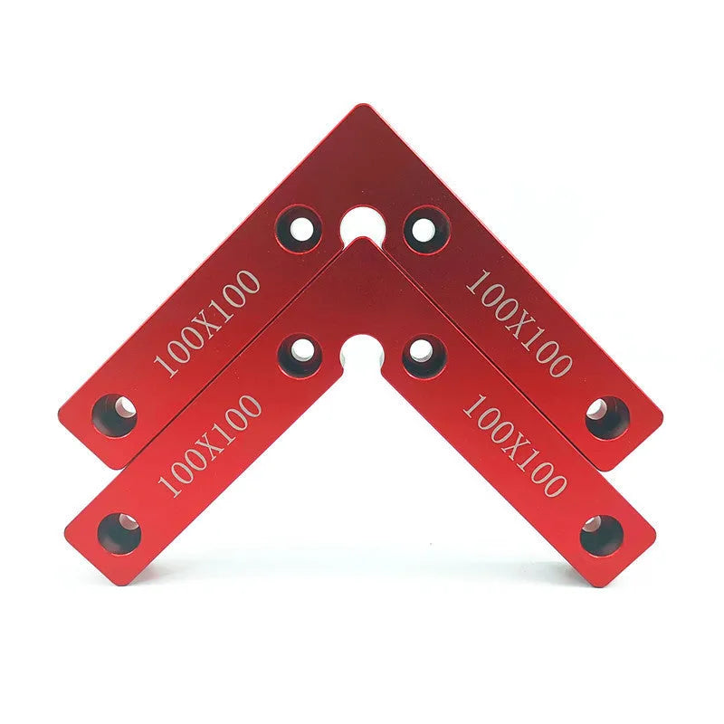 Aluminium right angle positioning block for woodworking jigsaw fixtures with scale markings