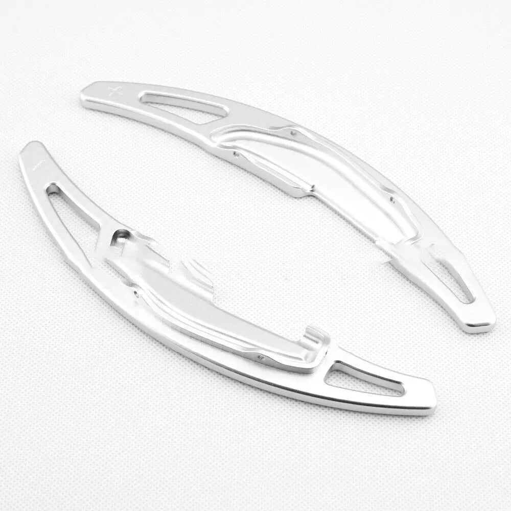 Pair of BMW paddle shift extenders in Black, Blue, Red, or Silver with 3M glue and screws