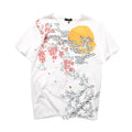 Embroidered men's cotton T-shirt in white, front view, with visible stitched detail on chest