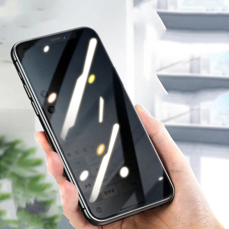 Tempered glass privacy screen protector for iPhone models with anti-reflective anti-fingerprint coating