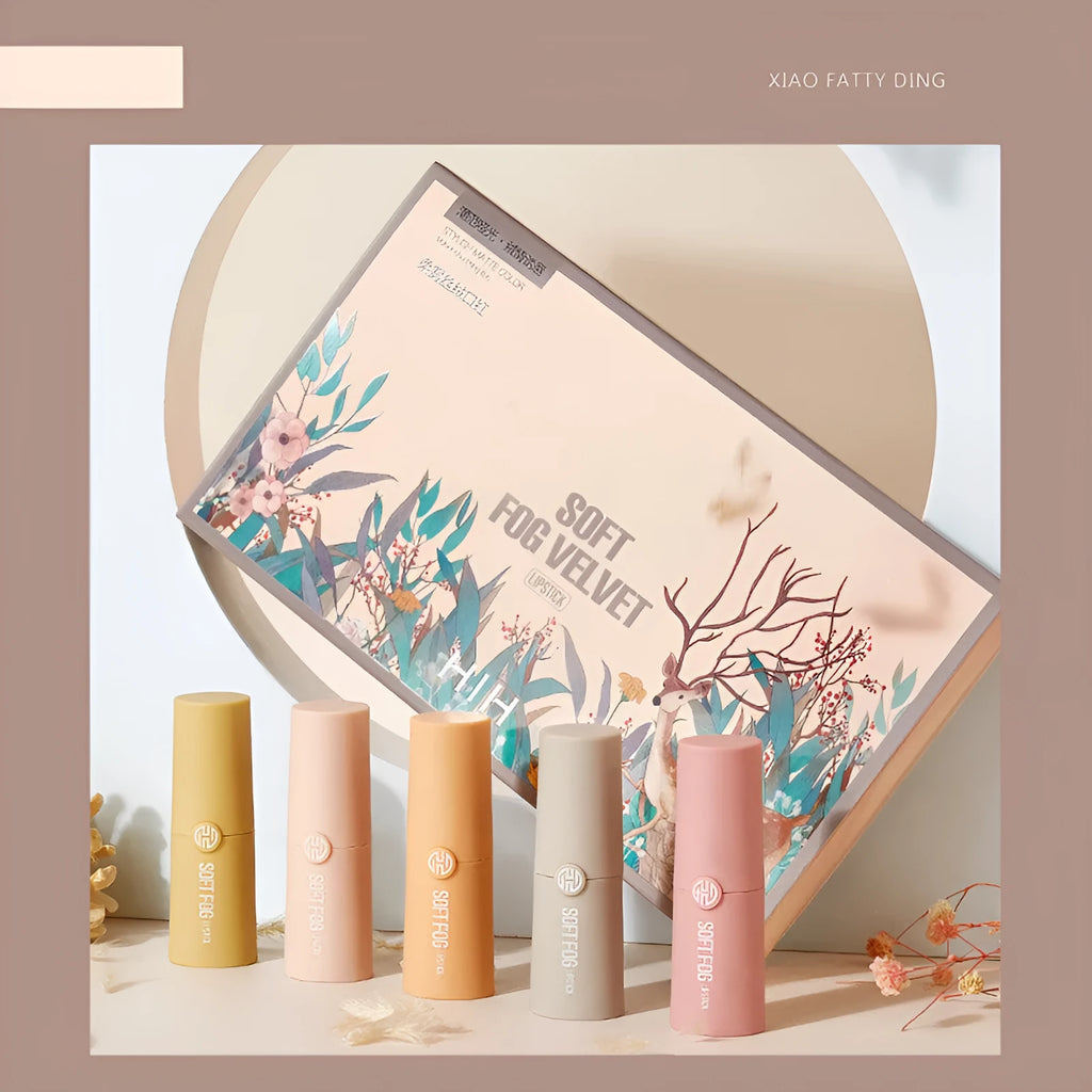 Soft mist velvet lipstick set five colours with squalane moisturising formula