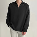 Men's loose lapels casual shirt in thin polyester fabric with long sleeves