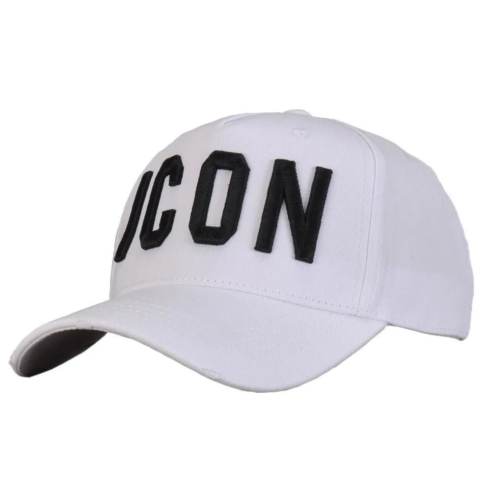 Cotton baseball cap for men and ladies in black with embroidered letters, dome style, all-match design
