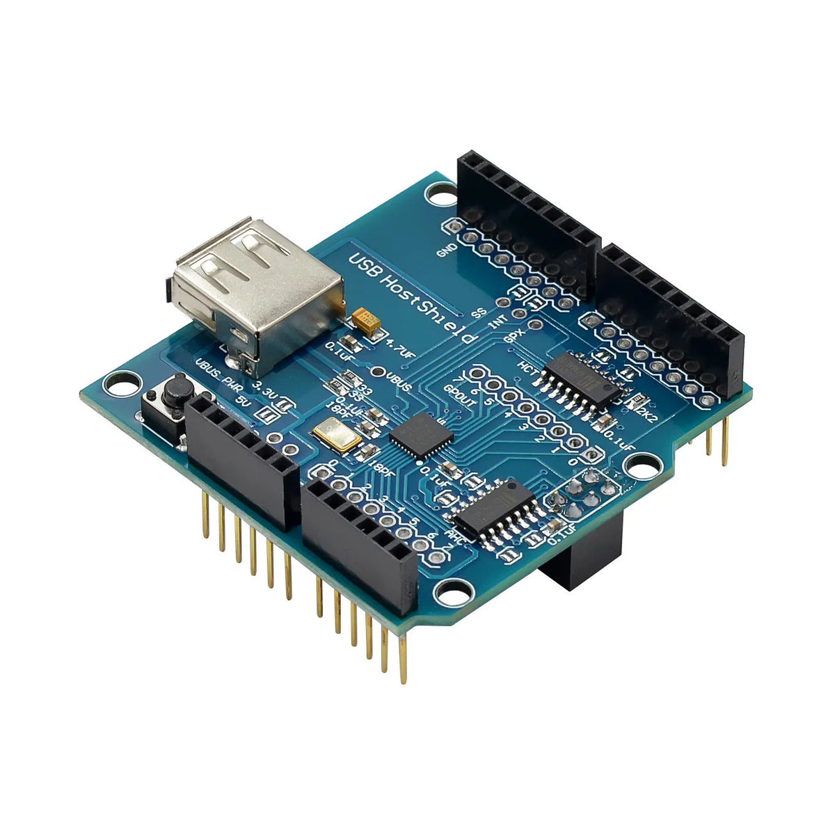 USB host shield for Arduino compatible with Google ADK and MEGA 2560, model 3421, flank installation