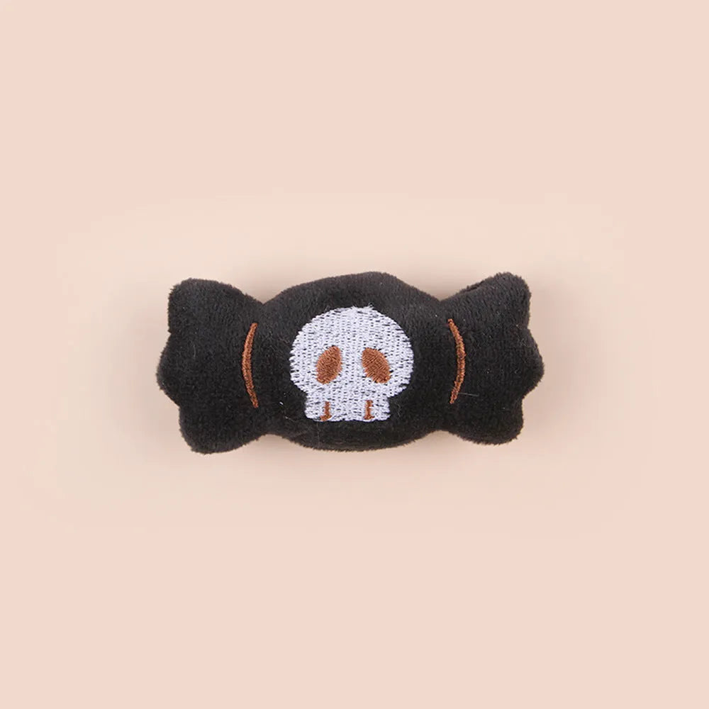 Small plush cat teaser wand toy with colourful candy or eyes design for interactive pet play.