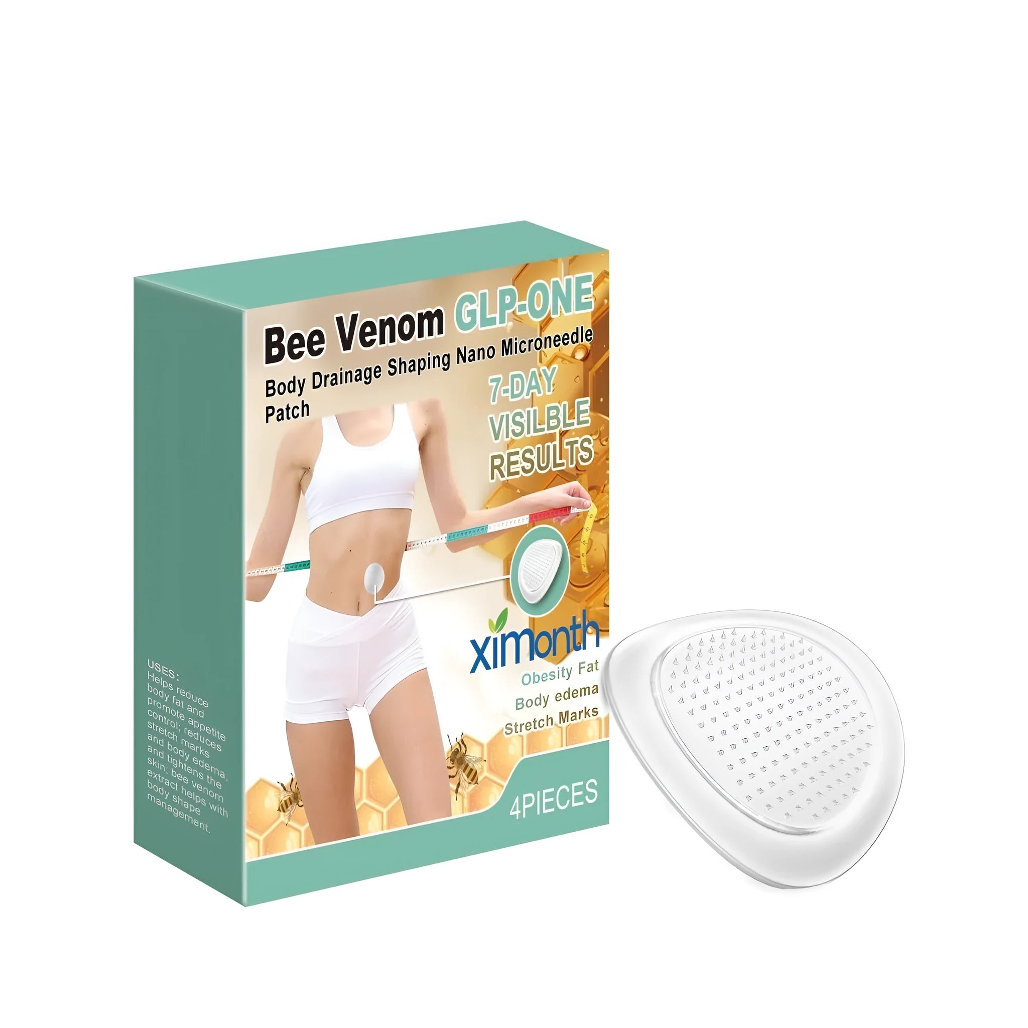 Four nano microneedle body drainage shaping patches with bee venom and peptide formulation