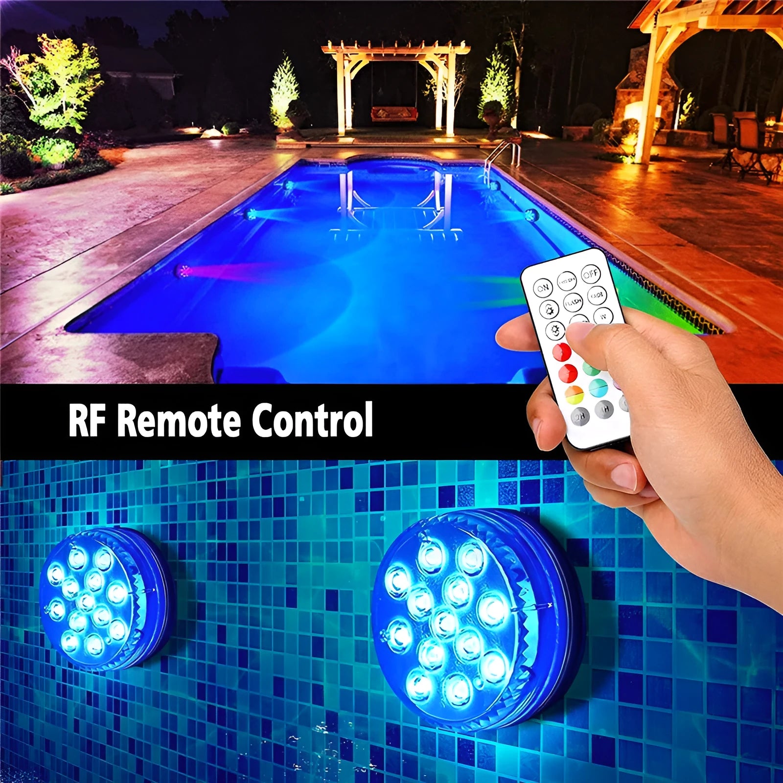 LED colour changing remote control diving light with IP68 waterproof rating for indoor and outdoor use