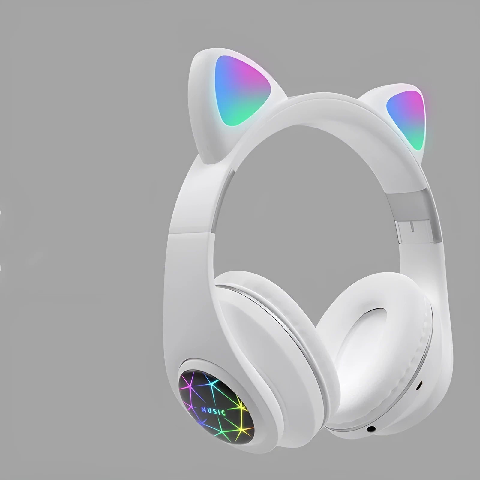 Cat ear style wireless Bluetooth sports headset shown in multiple colour options including pink, blue, and black.