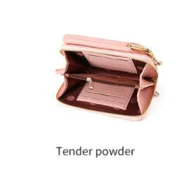 Compact diagonal shoulder bag in PU leather with lychee pattern, square vertical shape, 10x17x5cm, zipper closure