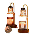 Bamboo holder aromatherapy wax melting lamp showing 30.5cm height with international power plugs