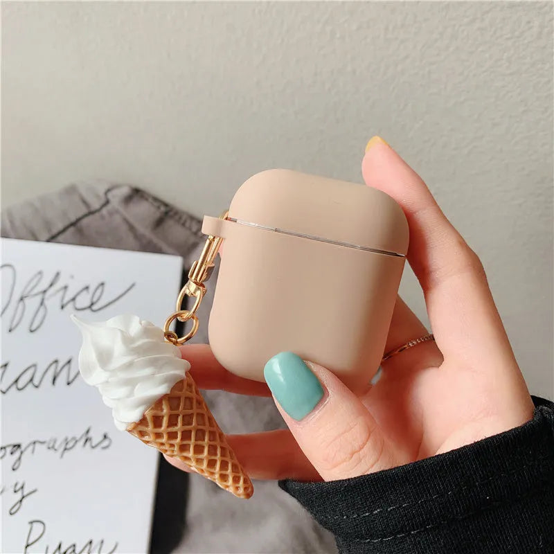 Cylinder Ice Cream brand silicone protector case for Apple AirPods 2 wireless earbuds.