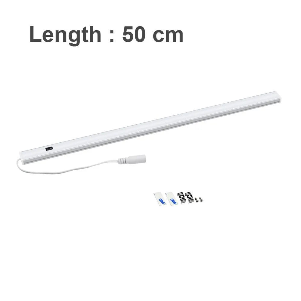 Aluminium profile LED strip light bar for cabinets in three length options.