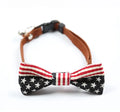 Cotton pet tie with snap buckle in blue lattices pattern for small and medium dogs.