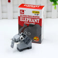 DIY building block pencil sharpener in plastic with Elephant or Lion animal modelling, manual operation, 60 x 30 x 88 mm.
