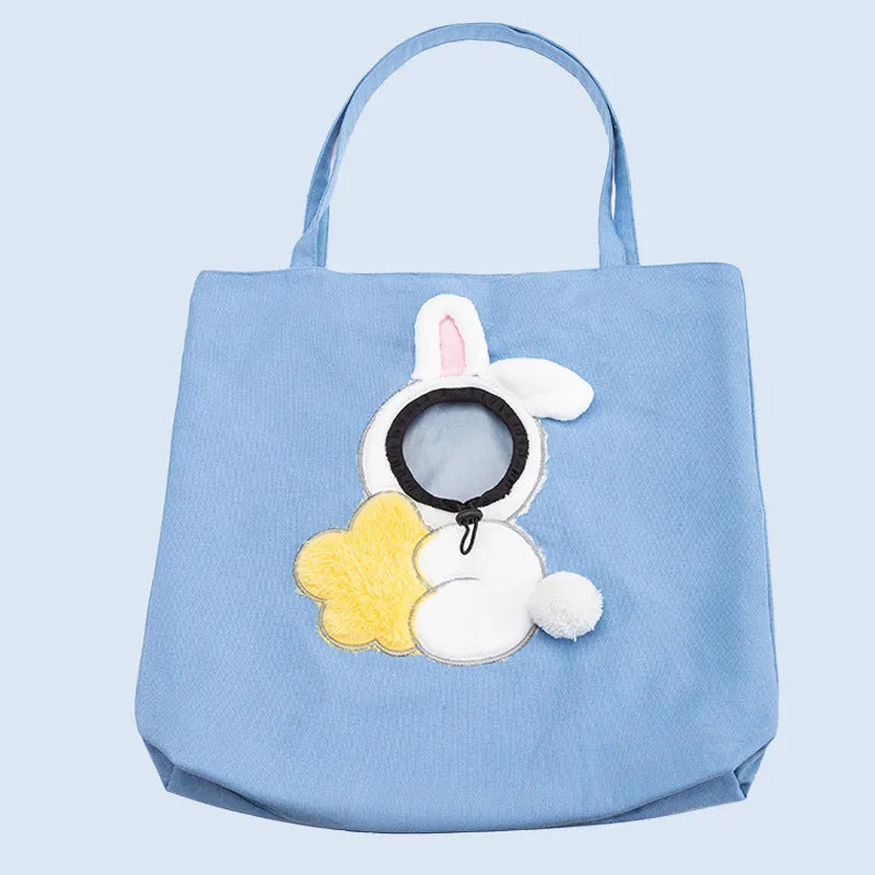 Canvas pet shoulder bag with cartoon bee design, medium soft, large 38x38cm for small dogs and cats