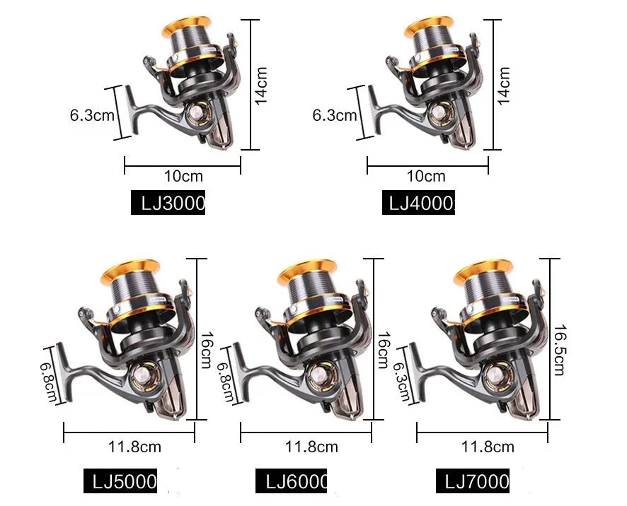 Orange 9000 series spinning reel with foldable handle and aluminium alloy body, 12+1 ball bearings