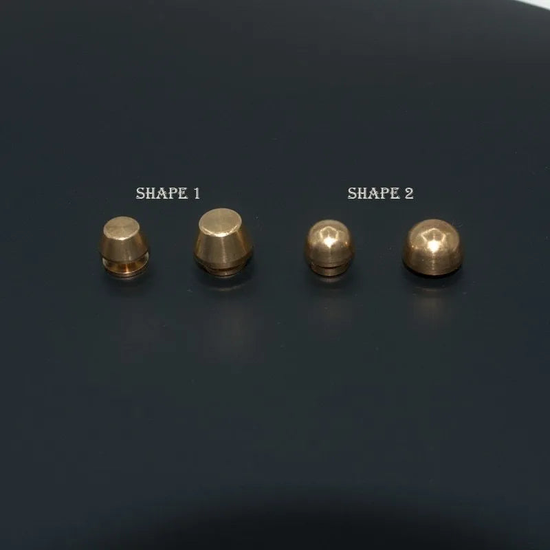 Brass decorative buckle foot nails in geometric and round styles for leathercraft hardware