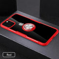 Black PU leather back cover case fitted on an iPhone 11 Pro Max showing full access to camera and ports.