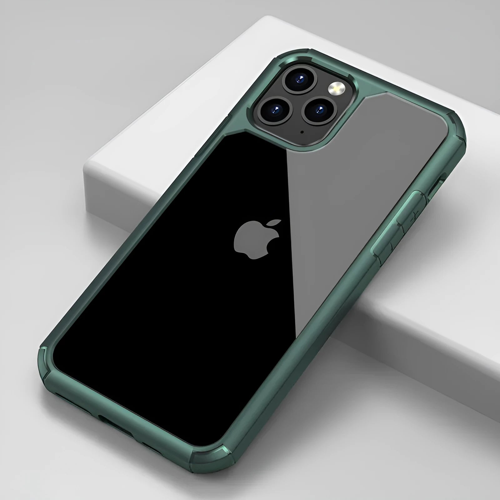 Transparent black TPU and PC anti-fall protective sleeve for iPhone and Galaxy phones.