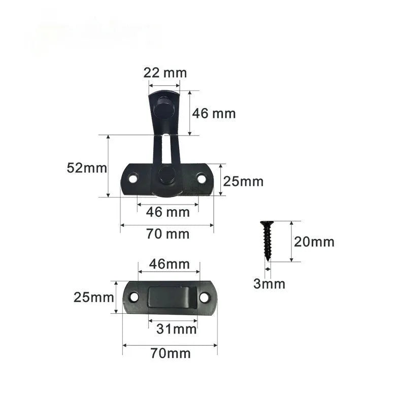 Stainless steel and carbon steel 90-degree sliding door hasp lock for barn and warehouse doors.