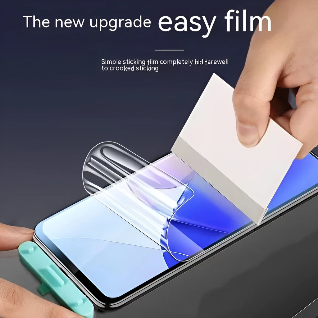 Samsung Galaxy phone with TPU screen protector in HD, frosted, and blue light variants