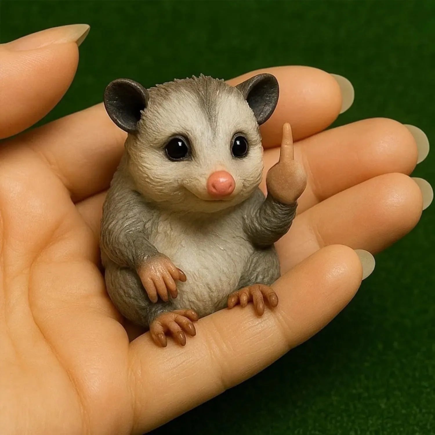 Mini resin animal middle finger doll ornament in chosen animal style.