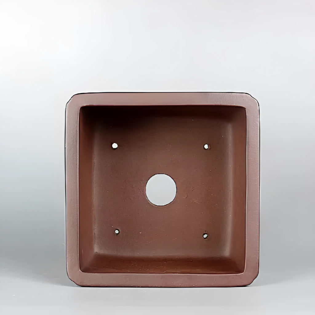 Brown handmade purple clay square flower pot with classical antique design