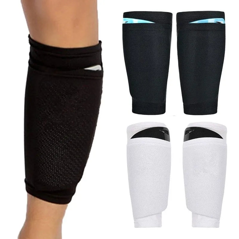 Football flapper leg guard 22cm shin pad sleeve in black or white with fixed plate