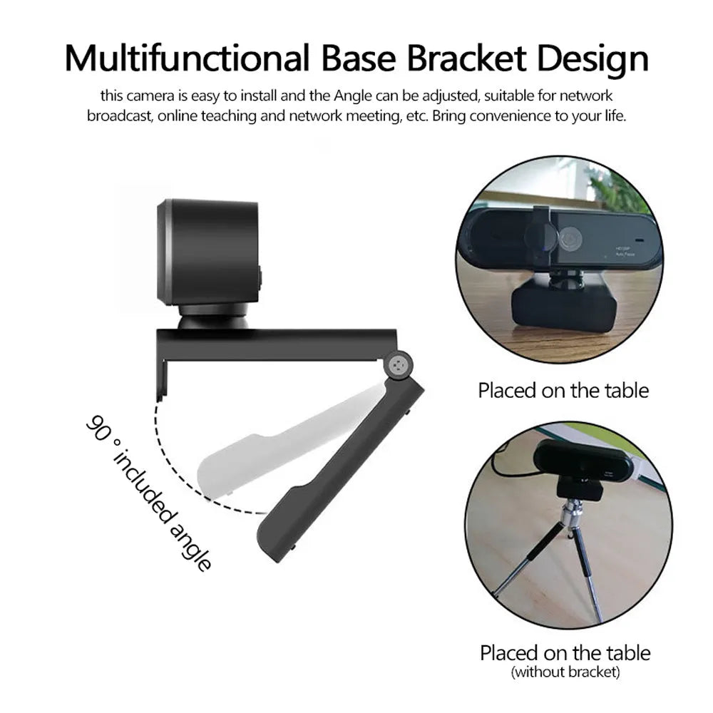 1080P black conference video webcam with 2MP USB 2.0 3.0 sensor for computer video calls