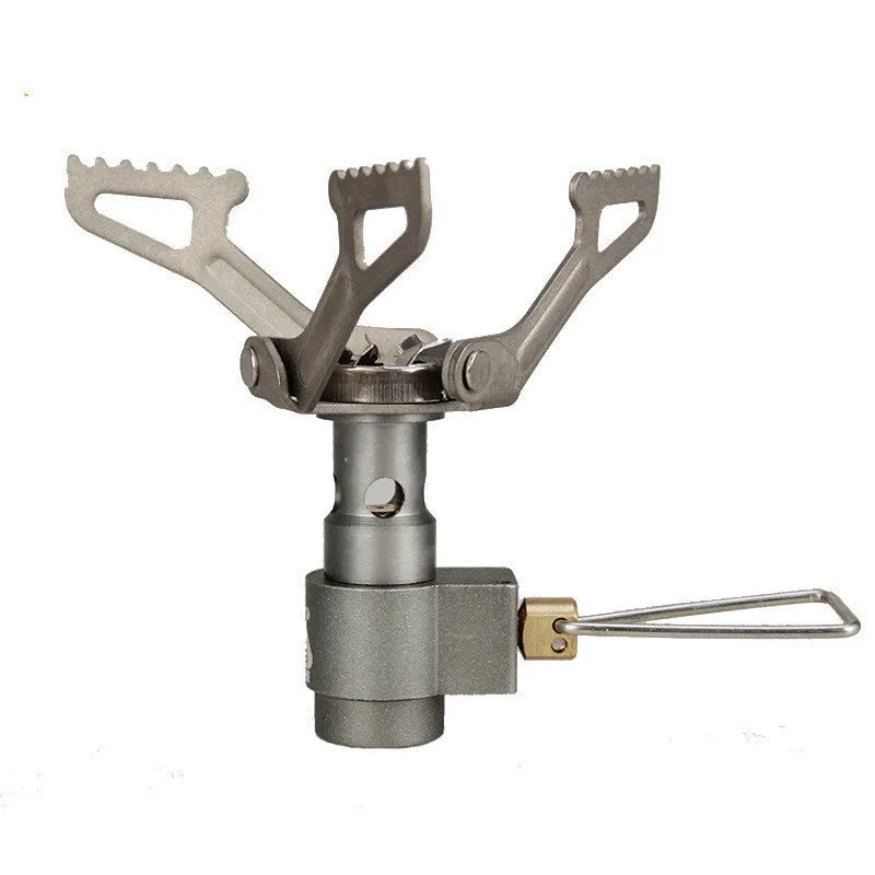 Portable camping gas stove with one-piece furnace for outdoor cooking
