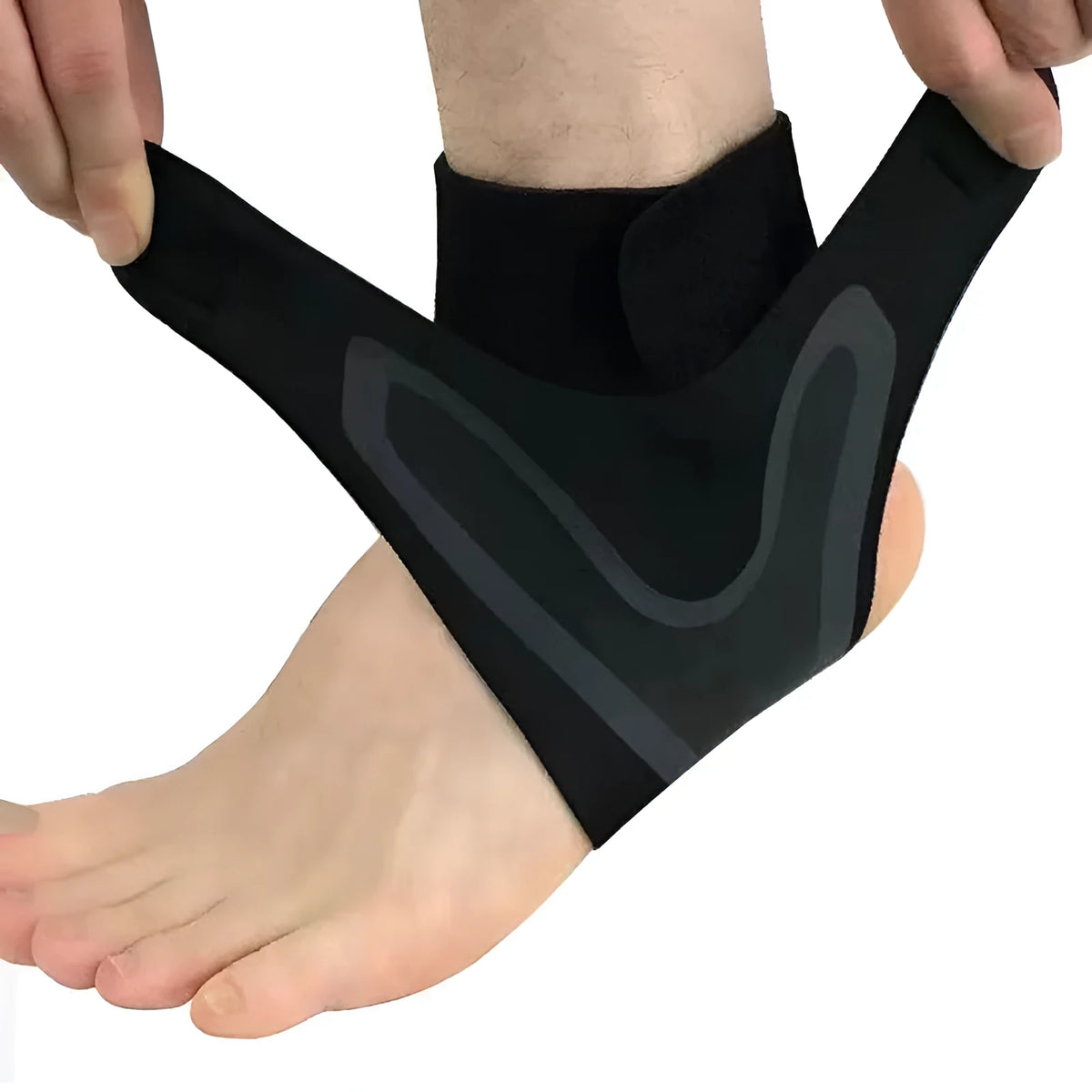 Ankle support protective cover for sports, shown in left and right foot specific sizes.