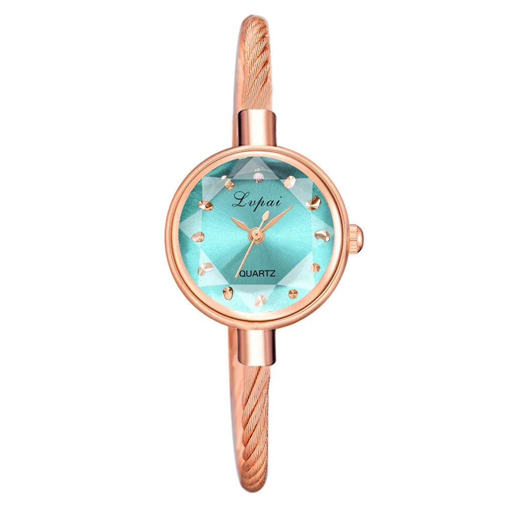 Niche Bracelet Watch Quartz Movement Simple Casual Fashionable Alloy Strap 20mm Dial 24mm Case Available in Emerald Green Grey Pink Rainbow Blue Red Rose Gold White