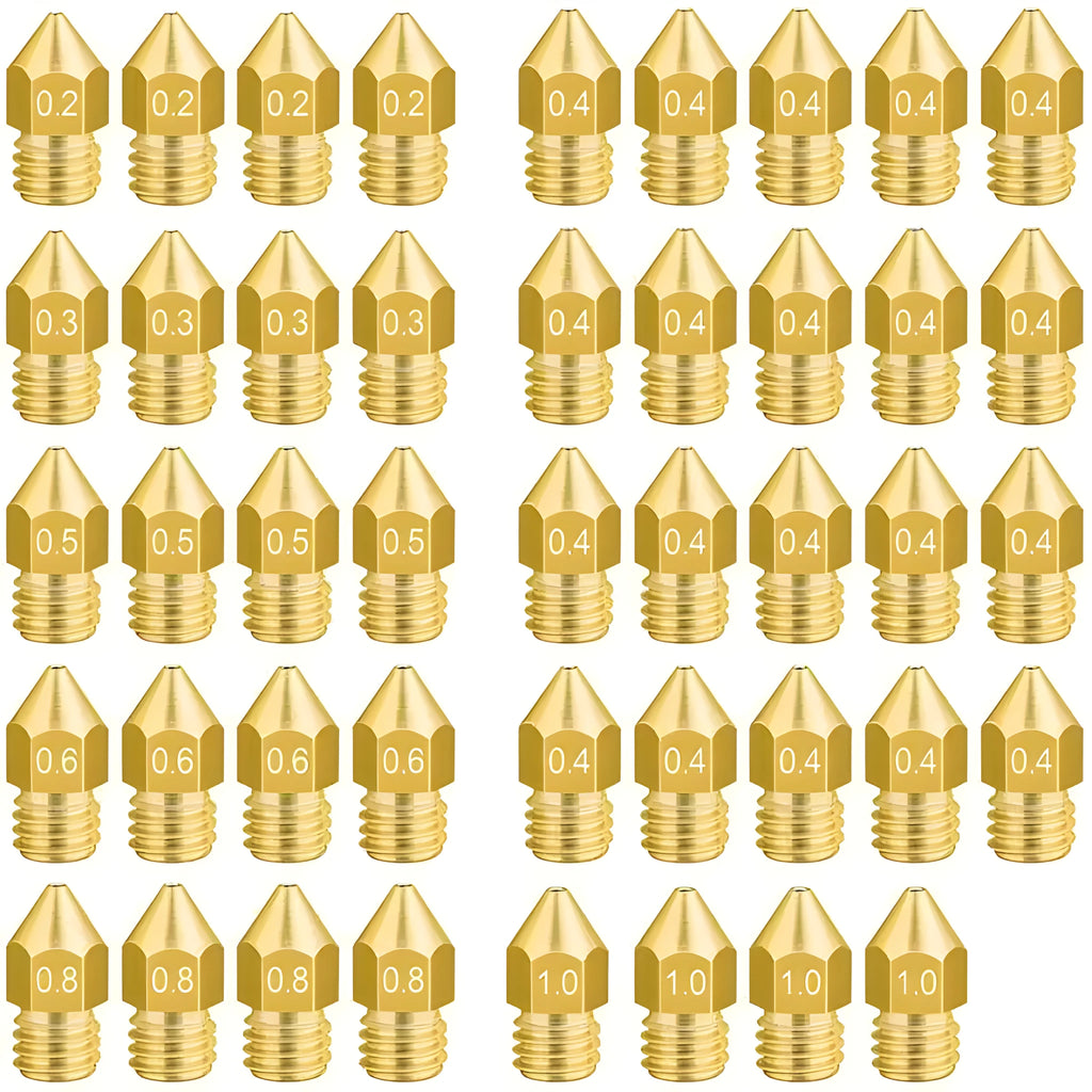 MK8 brass 3D printer nozzle 0.4mm M6 thread input 1.75mm for Creality 44 pack