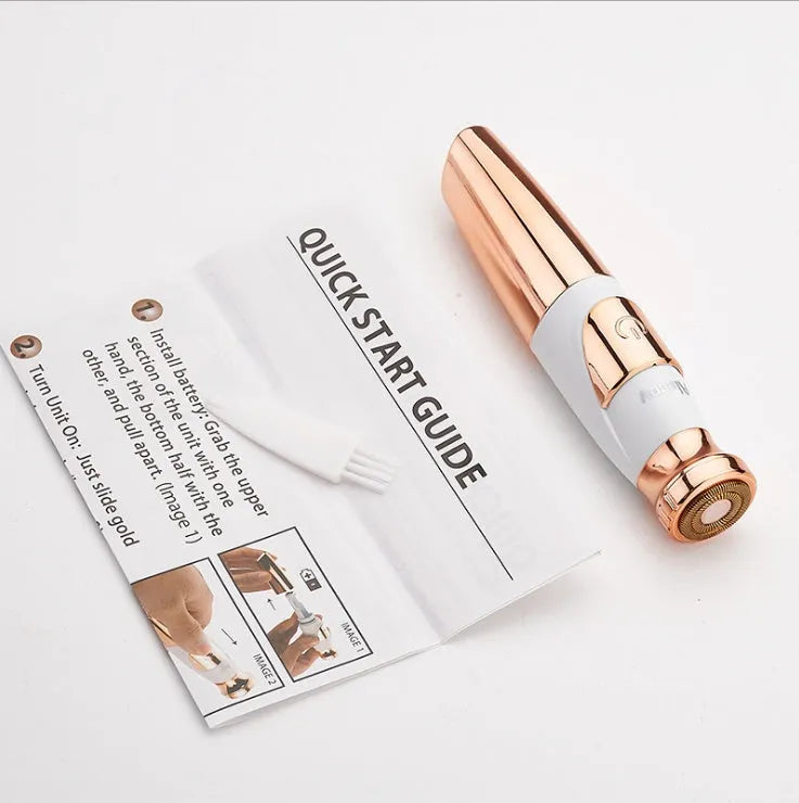 Gold lipstick electric shaver for women body hair remover with battery power and washable head