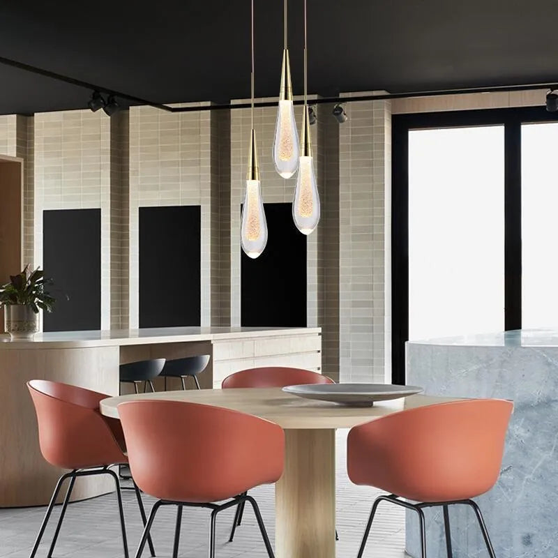 Postmodern crystal chandelier single head short ceiling light with adjustable cord and integrated LED warm light