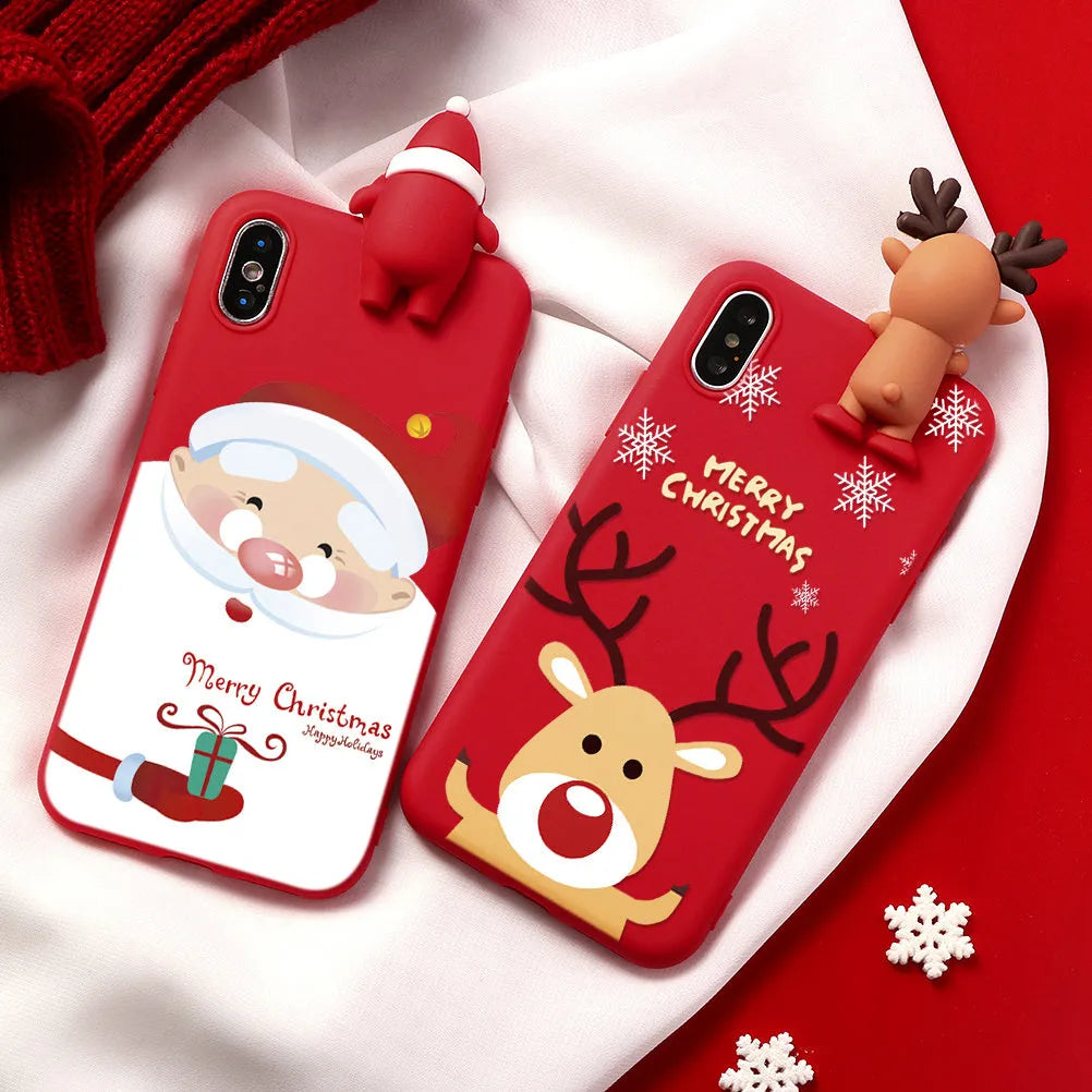 Rainbow Christmas TPU phone case in red or green, cartoon Christmas back cover for iPhone 11 12 6 7 8 X XR XS Max