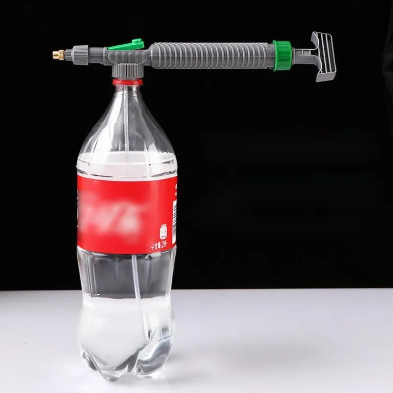 Bottle watering sprayer nozzle with tube for converting beverage bottles to garden watering cans
