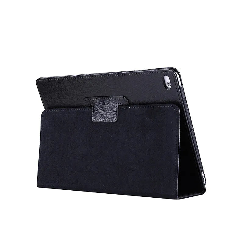 Flat imitation leather case for iPad 2/3/4 9.7 inch in black, two-fold design, business style